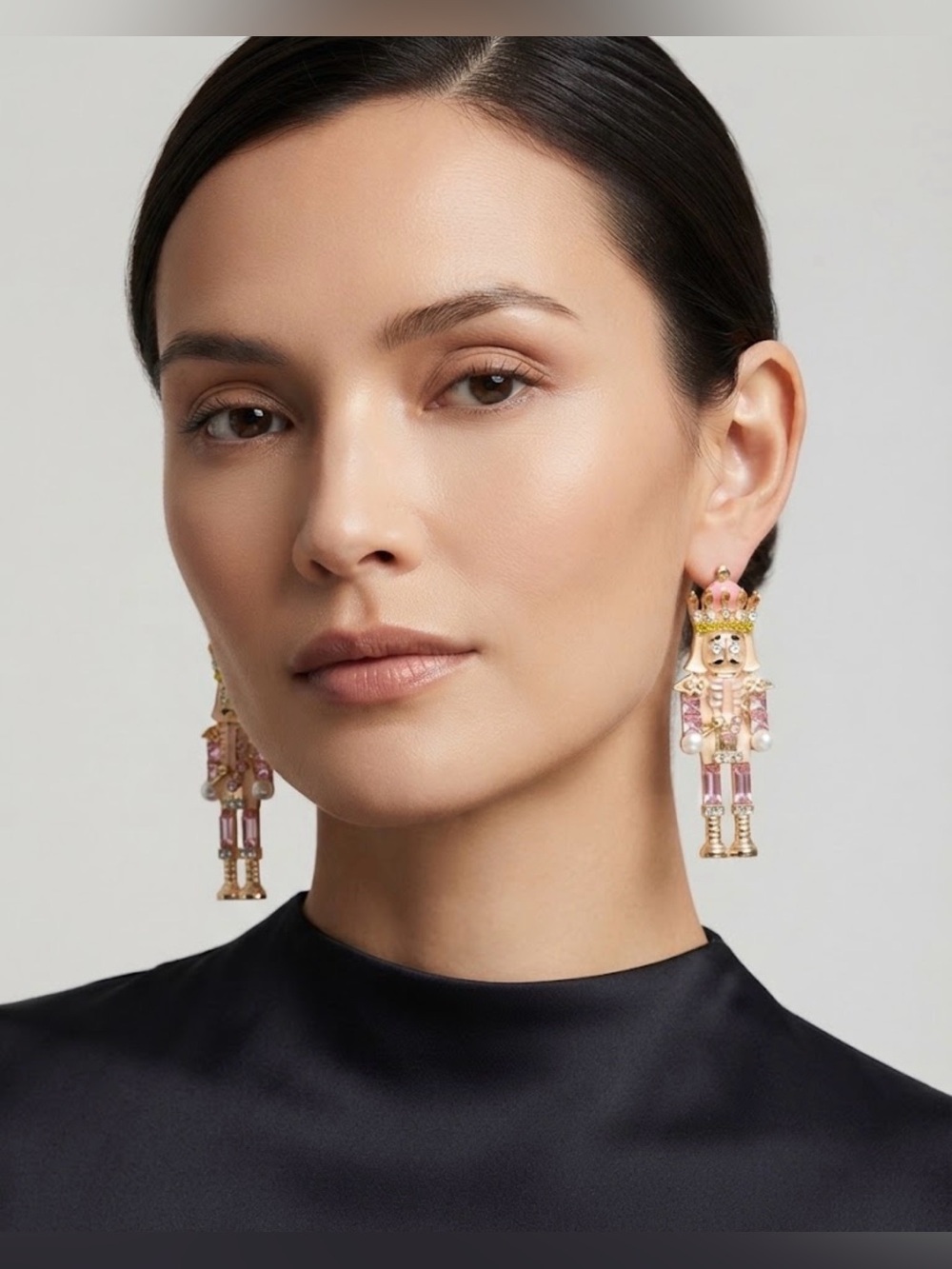 Pink Nutcracker Crown Earrings